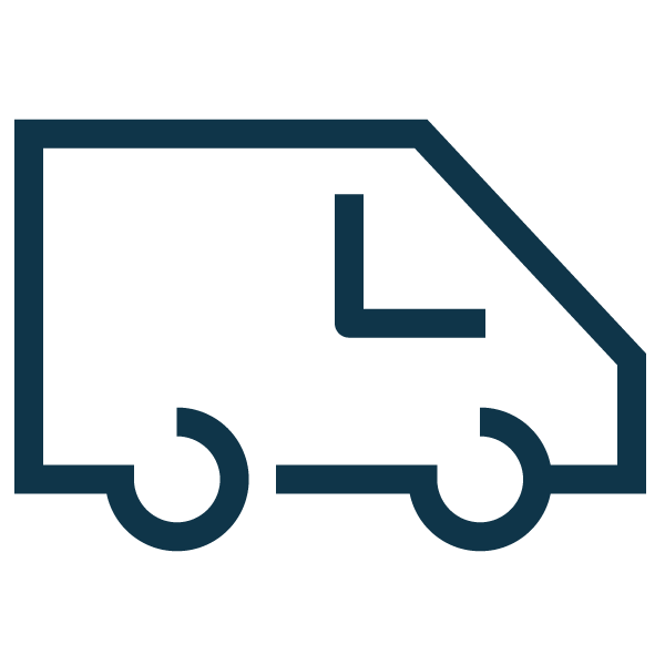 Dark blue outline of a van